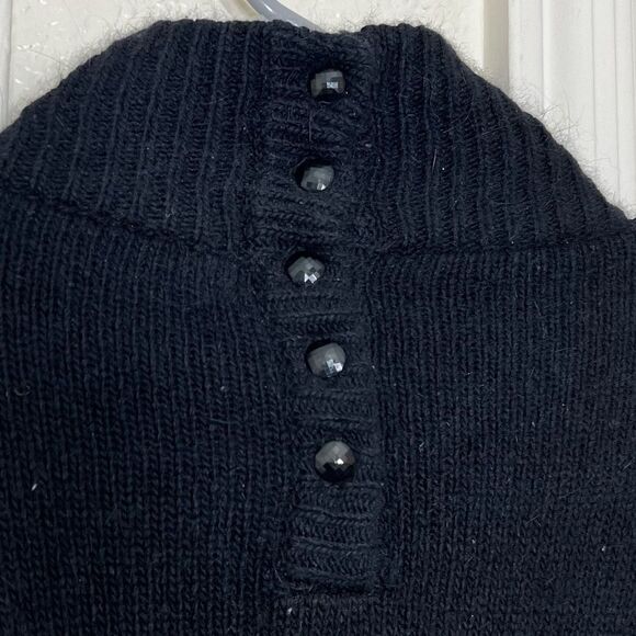 Vintage 90’s Sweater Black Red Argyle Sequin Wool Angora Silk Turtle Neck Size M - Picture 6 of 15